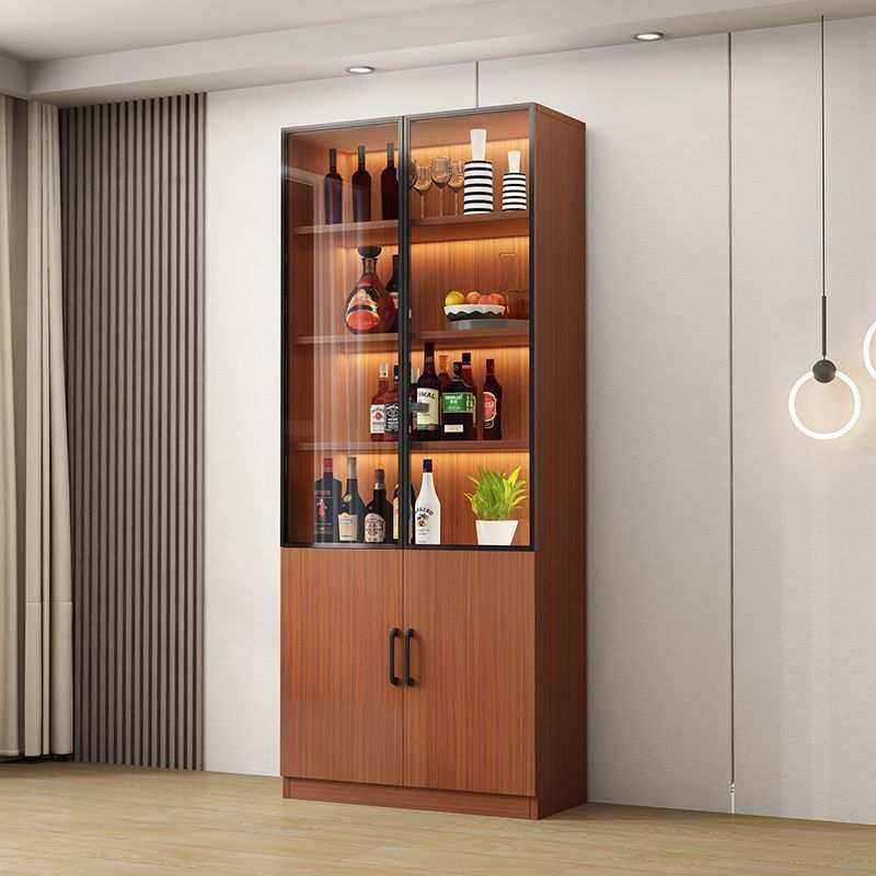 玻璃酒柜家用玻璃门防尘防潮客厅酒柜靠墙展示柜餐厅餐边柜储物柜