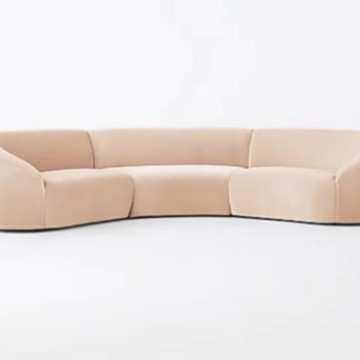 北欧轻奢小户型客厅双三人对拼丝绒沙发意式简约店铺休闲弧形家具