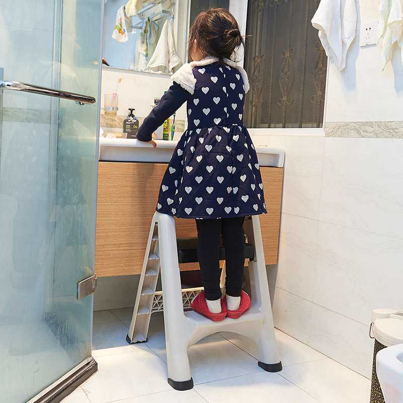 加厚脚踏梯便捷式二步梯凳加厚塑料折叠登高梯子家庭保洁用人字梯