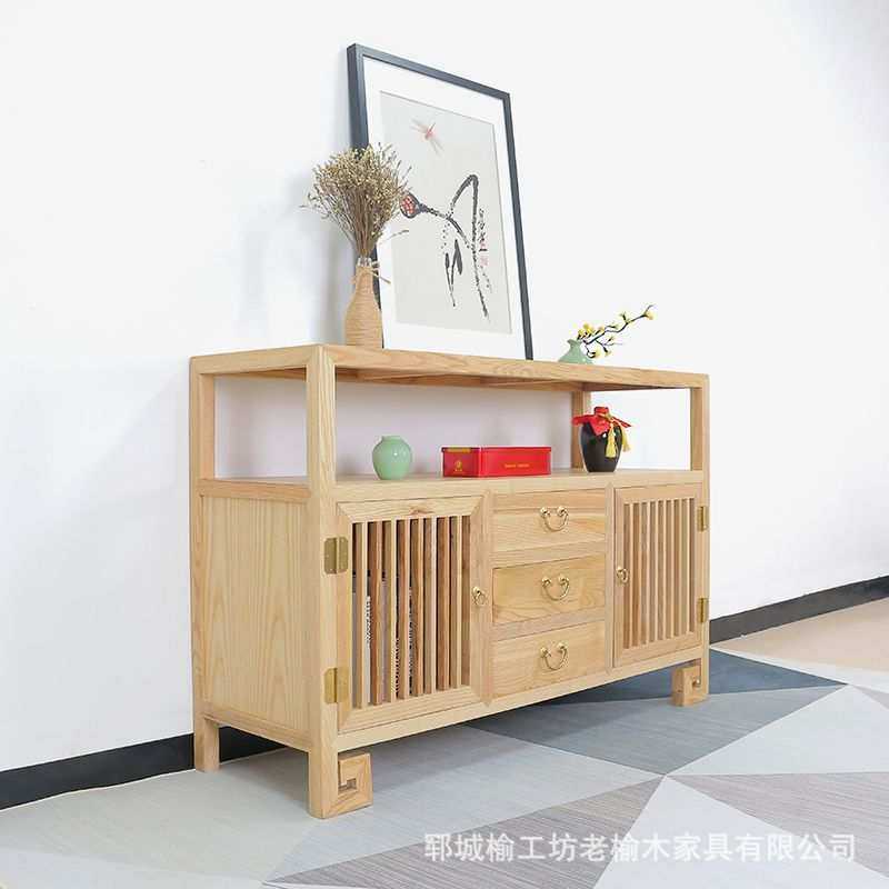 现代简约老榆木储物柜可以入户玄关柜三层抽屉柜客厅日式靠墙斗柜