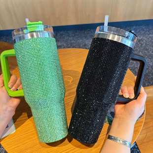 户外车载冰霸保冷杯跨境40OZ镶钻汽车杯吸管杯1200ml大容量保温杯