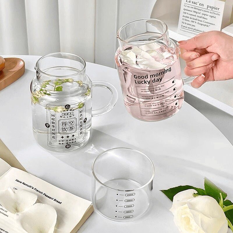 【超大容量】一杯一盖水杯耐高温泡茶喝水高硼硅玻璃带盖冷水壶YK