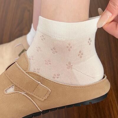 女春夏轻薄网眼透气短筒棉袜