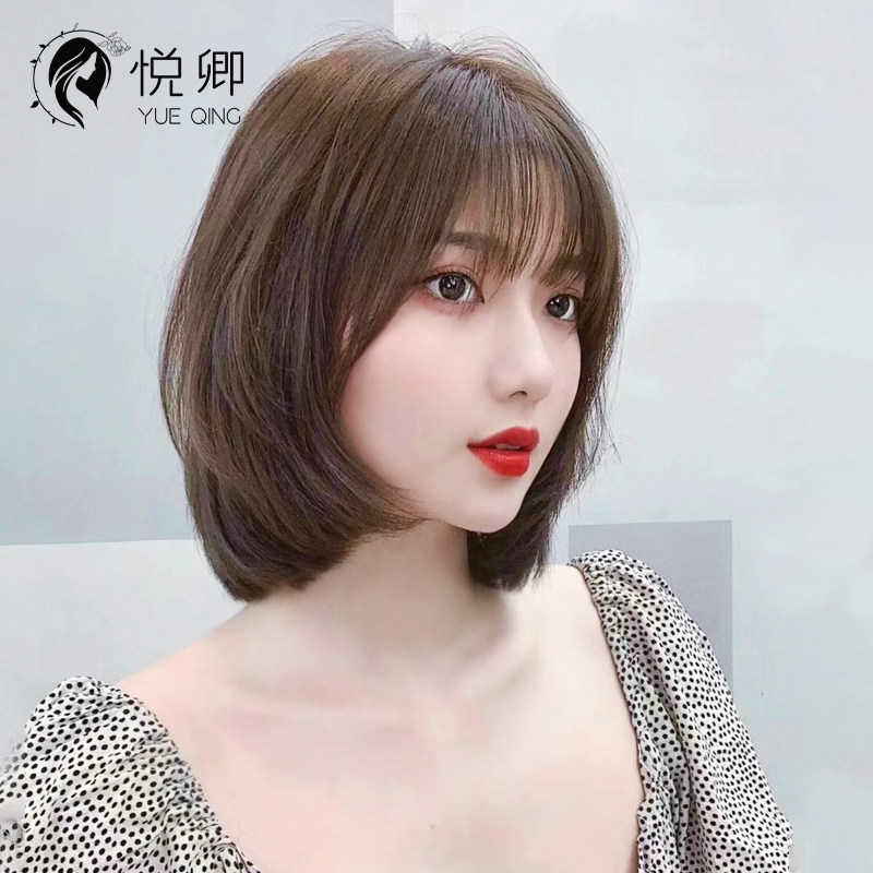 假发短发女真头发l网红内扣波波头时尚蓬松全头假发套真发全真人