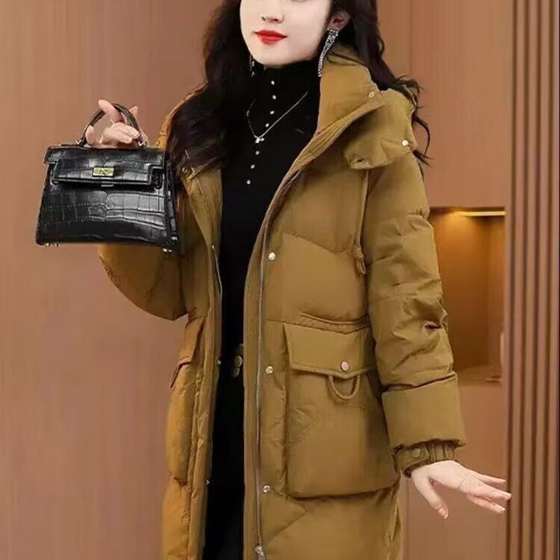 2024年冬季新j款棉衣女中长款面包服韩版加厚宽松显瘦时尚保暖棉