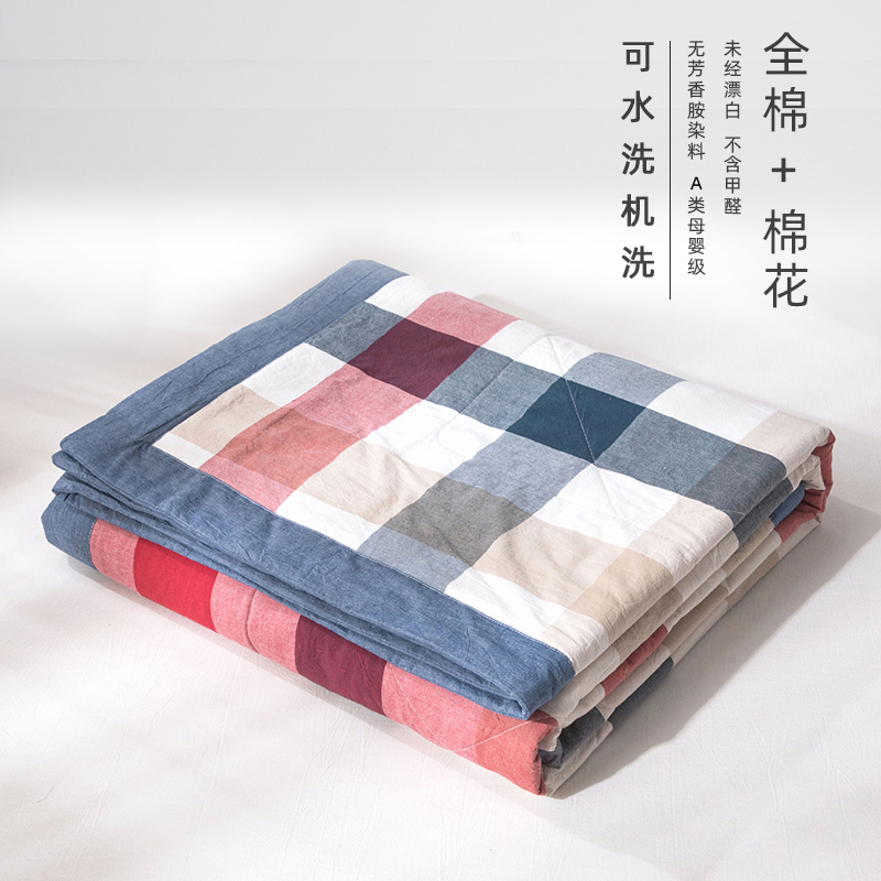 A类里外全棉棉花夏凉被空调被 可水洗单双人夏天薄被子四件套