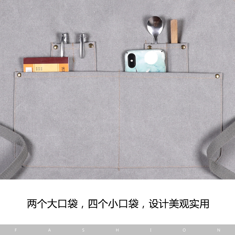 全棉加厚帆布定制围裙印logo咖啡师奶茶店美甲花艺餐厅男女工作服