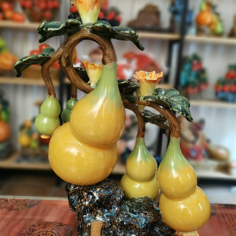 陶瓷工艺品 石湾公仔 葫芦摆件 五福临门