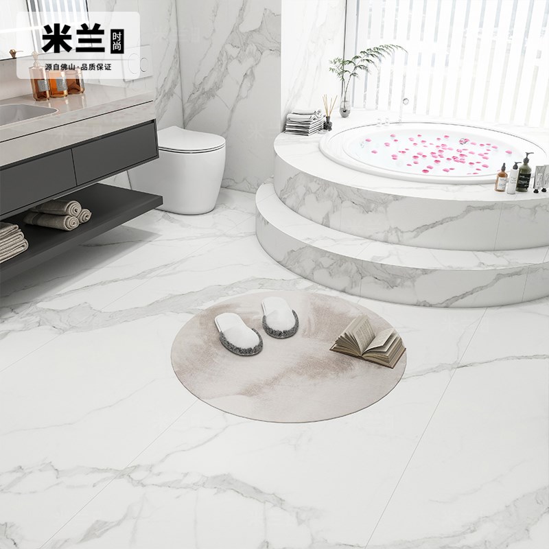 伯克利白800X2600岩板大板瓷砖别墅酒店卫生间浴室墙砖背景墙连纹