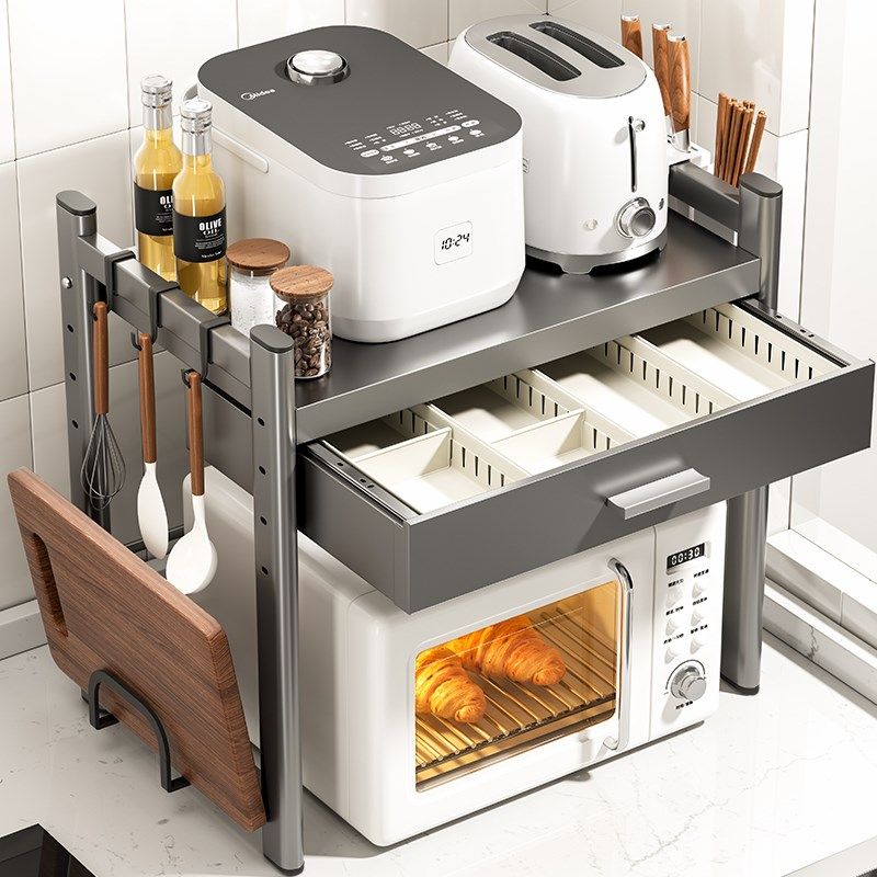 厨房微波炉架子置物架多功能台面储物专用调料品收纳架子2025新款,厨房/烹饪用具,厨房置物架/置物柜/角架,淘宝优惠券,粉丝福利购,淘宝优惠卷