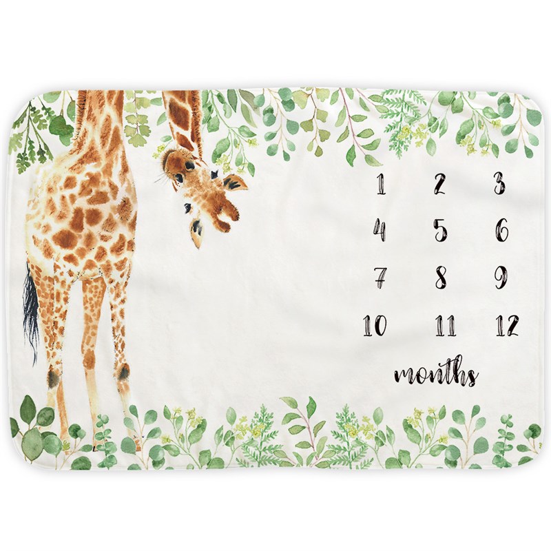 新品里程碑毯法兰绒毯新生儿摄影背景布月份毯子发花