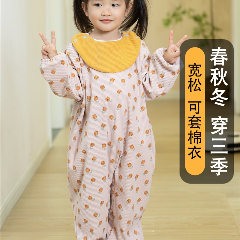 婴儿爬爬服女宝宝爬行服连体爬B服公主哈衣外出爬行罩衣防水防脏