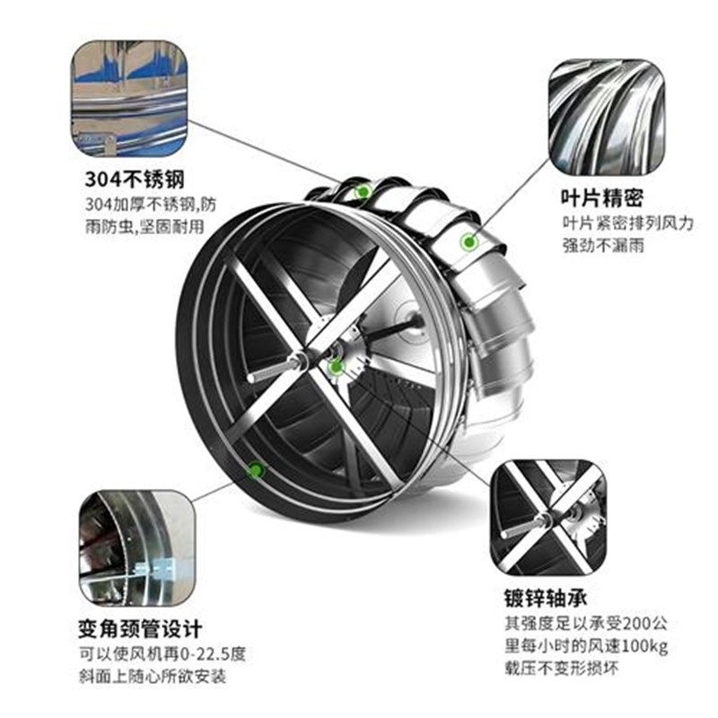 屋顶排风帽无动力通风机风球管道换气球通风器散热烟囱.不锈钢旋