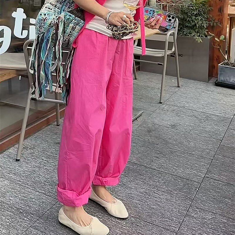 粉红力量时髦百E搭立体显瘦萝卜裤