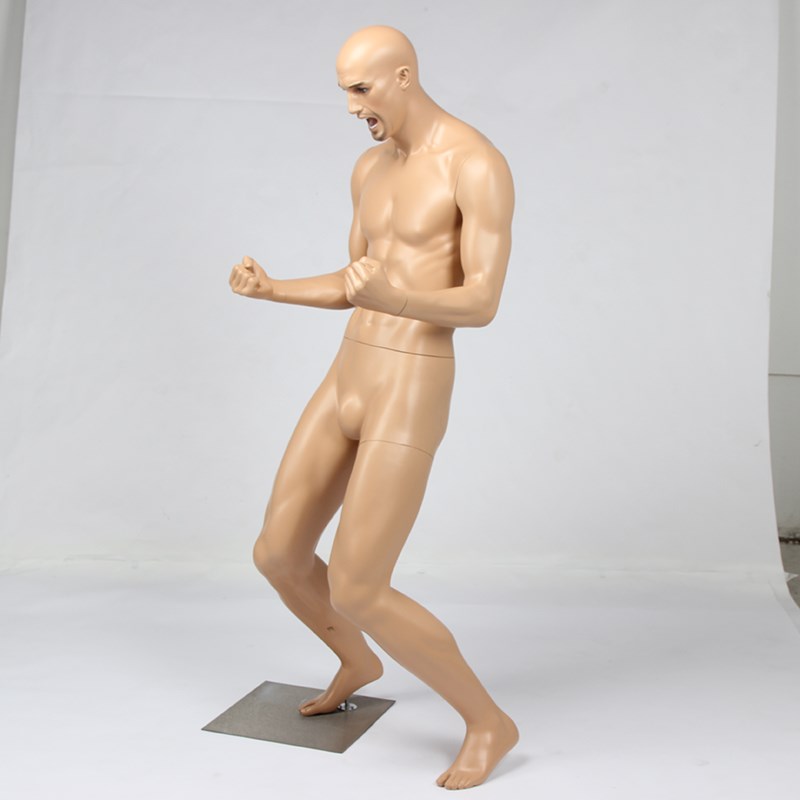 男模特全身展示道具表情动作场景摆设带化妆 黑色肤色壮男 服装店