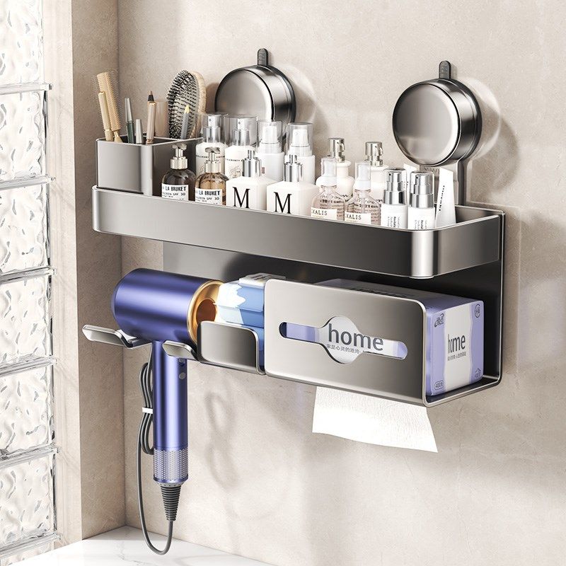 卫生间吸盘置物架免打孔壁挂卷纸巾架吹风机架放置擦手纸收纳家用,家庭/个人清洁工具,吹风机置物架,淘宝优惠券,粉丝福利购,淘宝优惠卷