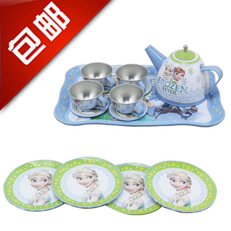 动画仿真茶壶水杯玩o具铁制水壶不锈钢玩具卡通茶壶下午茶玩具