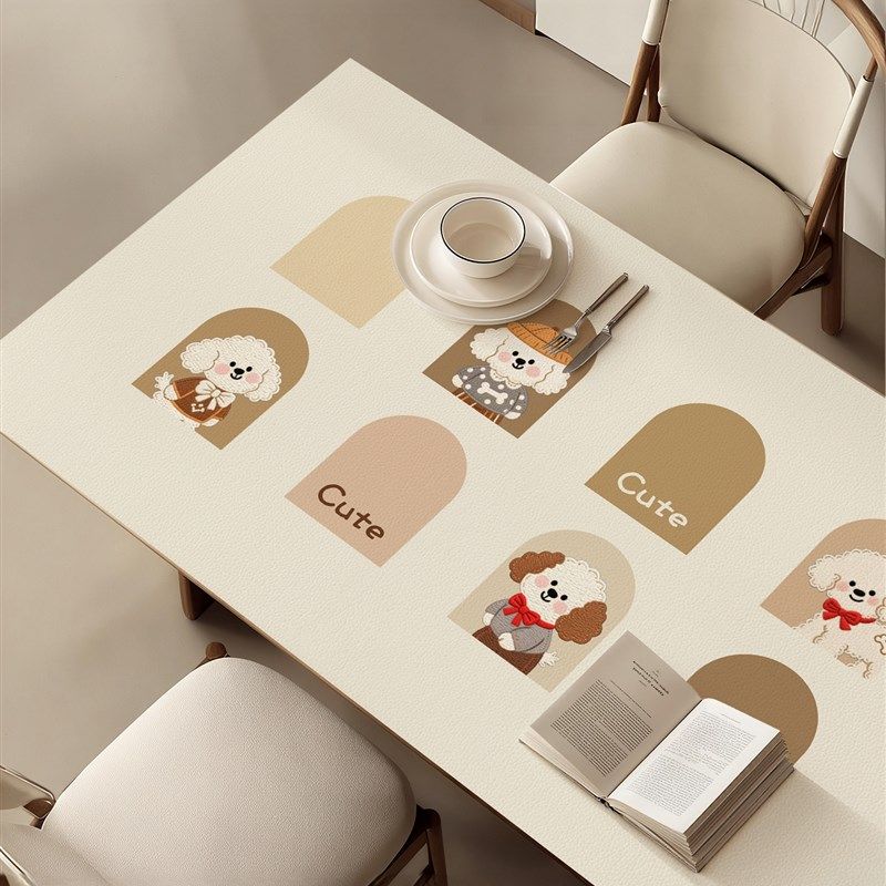 2025新款奶油风皮革餐桌垫隔热免洗防水防油桌布茶几桌面保护垫,居家布艺,桌布,淘宝优惠券,粉丝福利购,淘宝优惠卷