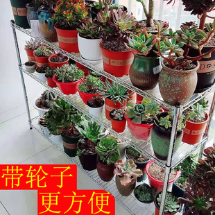 简约花架现代可移动室内r放花盆架子小盆多肉肉阳台花架多层带轮