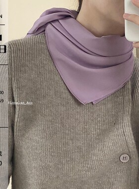 Lonslan acc 韩国t时尚单品亮色系紫色多功能方巾头巾抹胸 bi眼入