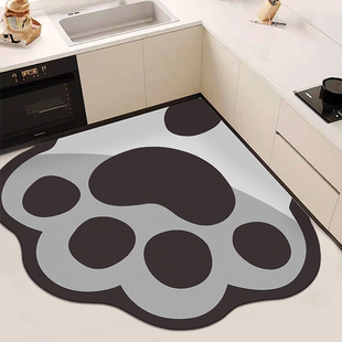可爱卡通奶油风厨房地垫防水防油可擦免洗pvc垫子防滑地毯可裁剪