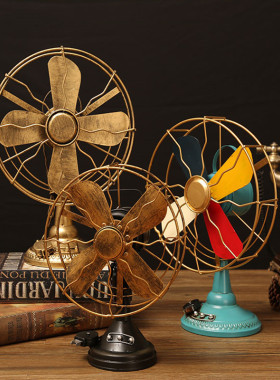 美式复古怀旧老式电风扇模型铁艺风扇创意摄影道具橱窗饰品摆件