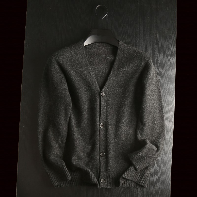 出日单!重磅100羊毛!外贸工厂男装 秋冬复古花纱轻商务开衫毛衣