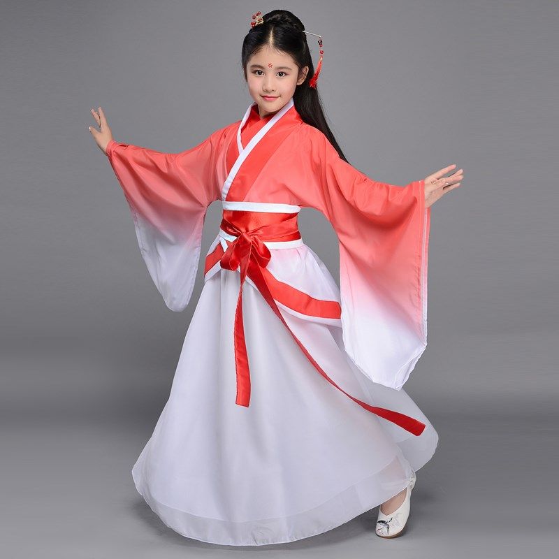 汉服女童2025新款广袖儿童古装超仙唐装中国风女孩渐变色古风套装