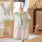 薄款 国潮男宝冠衣夏季 男童抓周唐装 宝宝周岁礼服男中国风2023新款