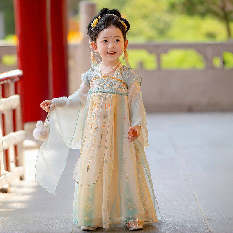 汉服女童2025春秋款儿童新中式国风连衣裙古风超仙公主襦裙表演服