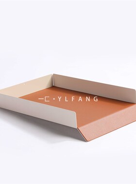 一匚 现代极简皮革装饰盘储物托盘 样板间酒店民宿茶几摆件