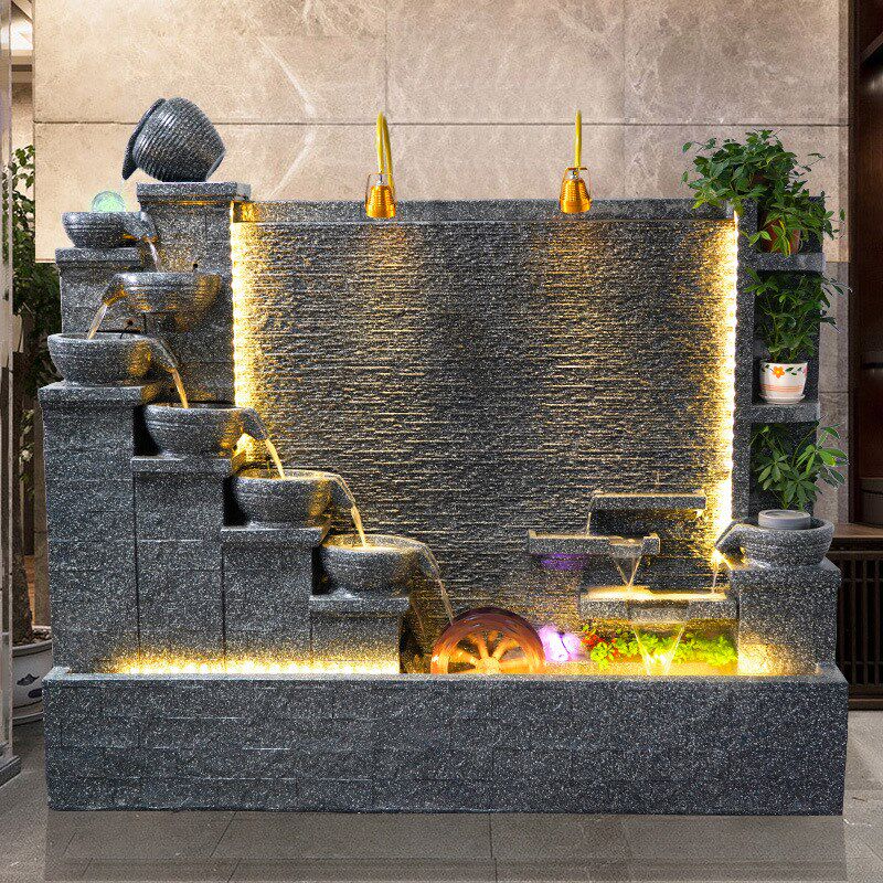 欧式水幕墙流水屏风喷泉酒店公司落地摆件花园庭院水景观鱼池装饰