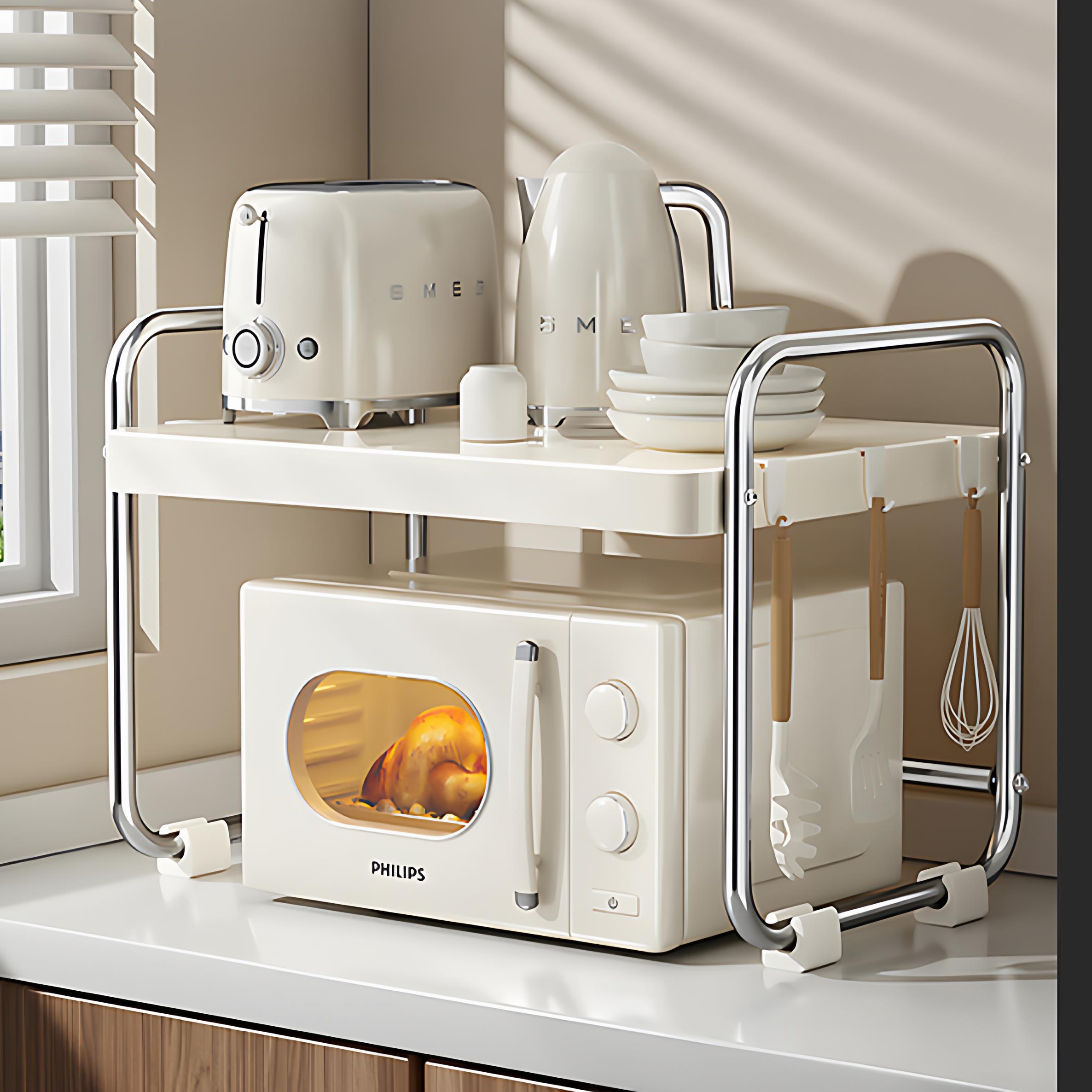 Madors微波炉置物架厨房家用不锈钢台面电饭煲烤箱多功能多层收纳