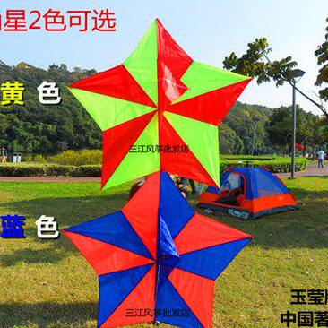 潍坊五角星七彩风筒尾桔红黄蓝风筝潍坊风筝轮盘线灯苏州三江风筝
