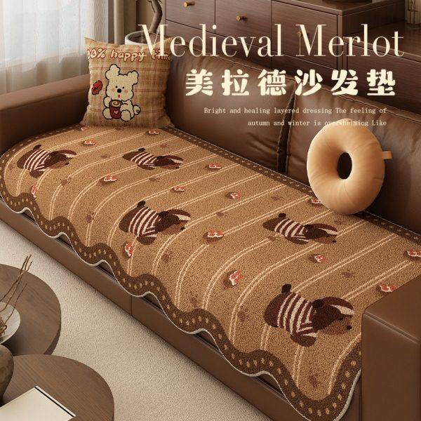 2025新款异形沙发垫四季通用中古风高级感直排一片式盖布卡通坐垫,居家布艺,沙发垫,淘宝优惠券,粉丝福利购,淘宝优惠卷
