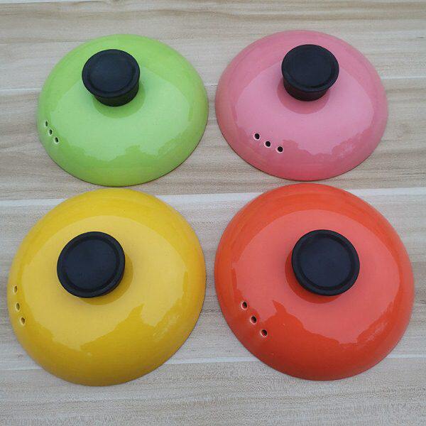 彩色陶瓷砂锅盖子配件家用煲汤锅盖炖锅黄色汤锅瓦罐盖通用沙锅盖