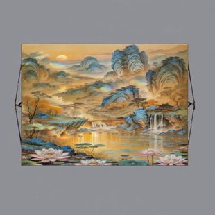 横版出马堂口山水画招财暗堂风景挂画佛道仙背景墙无活物卷轴画