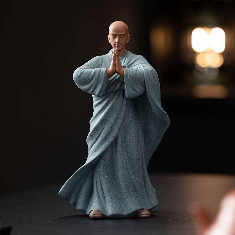 紫砂禅意小和尚茶宠摆件中式创意佛系小沙弥茶桌面装饰品茶道配件