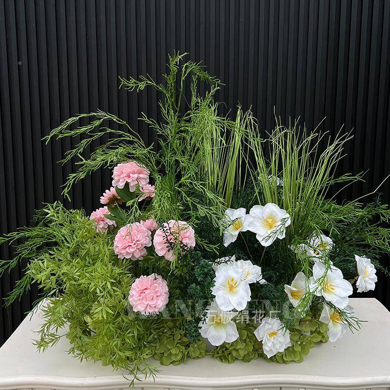 森系植仿真花礼背景装饰2045237婚婚庆用花舞台引绿美陈花路艺橱