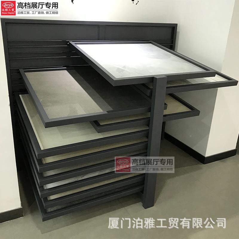 瓷砖展示架石材地板斜躺推拉立式雅落地式木架XT025子抽屉式陶瓷