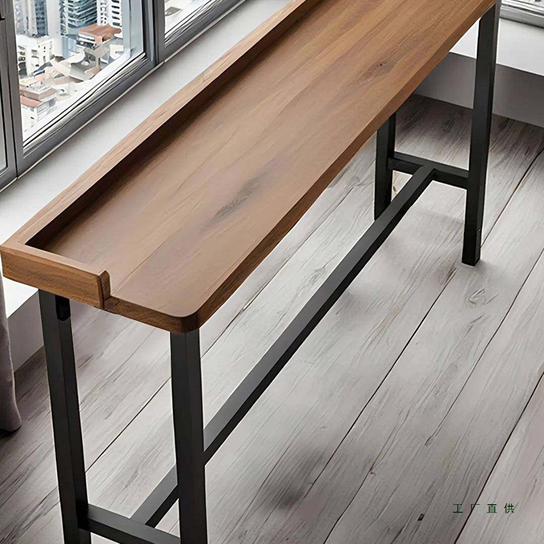 艺高脚612吧桌台靠窗实木桌子酒吧桌椅组阳合家台用窗边挡板长铁