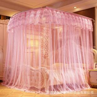 缩.帐U型三开门不锈钢支架1.2蚊公主风宫廷双人家333用15米伸1.8m