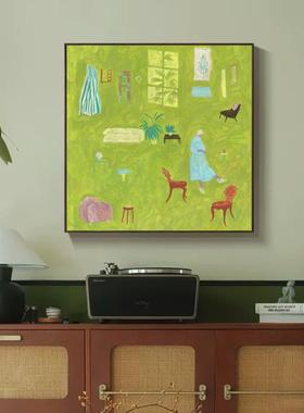 法式中古古风客厅卧室绿色饰画复小众餐厅挂画玄装走廊EM-2837斗