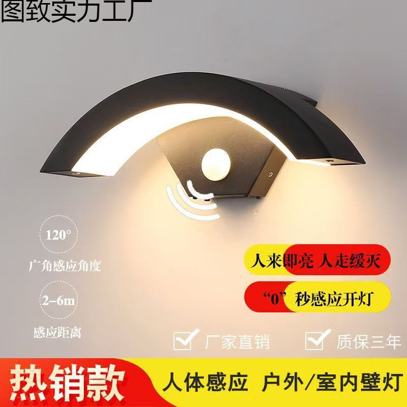 户外防水壁灯人体感应庭院灯简约创意阳台门口灯室内室外墙壁挂灯