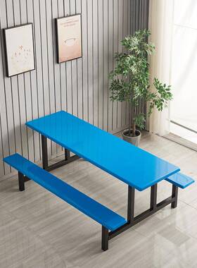 学学生工地食校堂餐员桌椅组合8人公BPR司工不锈钢连体饭堂餐桌定