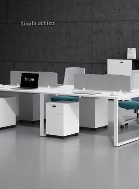 白色办公椅组简约现代桌设计师4QMU人6人合电卡座办公室员工位脑