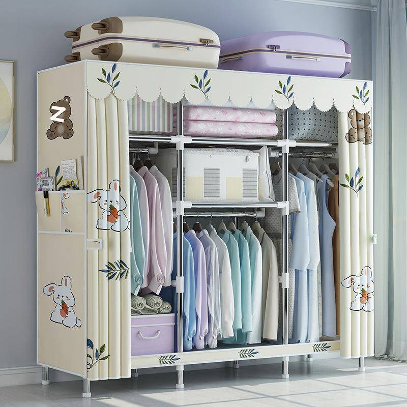 易布衣柜出租屋钢管宿加衣橱家用见详情室舍收简纳柜源卧头工厂