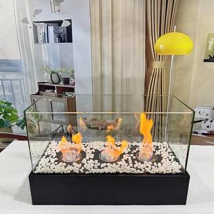 亚马外逊炉酒精壁炉便携大火室大长方形内装饰壁炉灯真火坑摆件桌