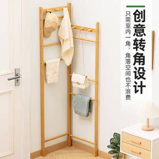 转角衣帽架靠墙收纳简易衣架落地家用出租屋挂衣架卧室简约架子