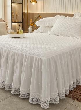 6NA类公主风蕾丝花边床裙单OTV件夹J加棉厚床笠带裙边床遮丑四季